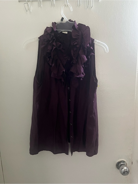 J. Crew Tops - J. Crew Sleeveless Button-Front Ruffle Blouse in Plum